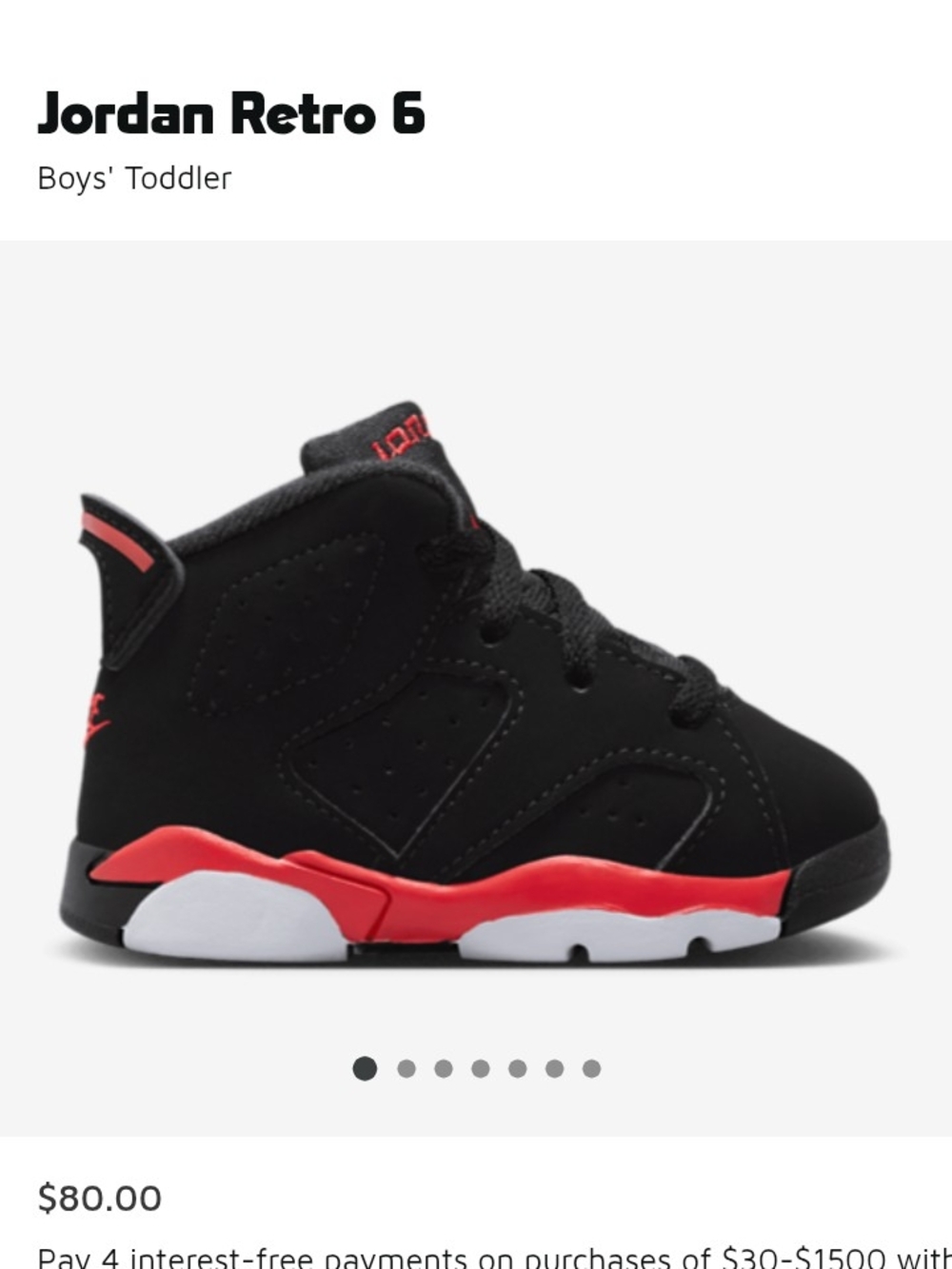 Jordan Retro 6 Toddler Shoes in Black/Red
